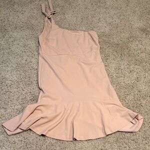 SHOWPO One-Shoulder Midi Dress in Blush